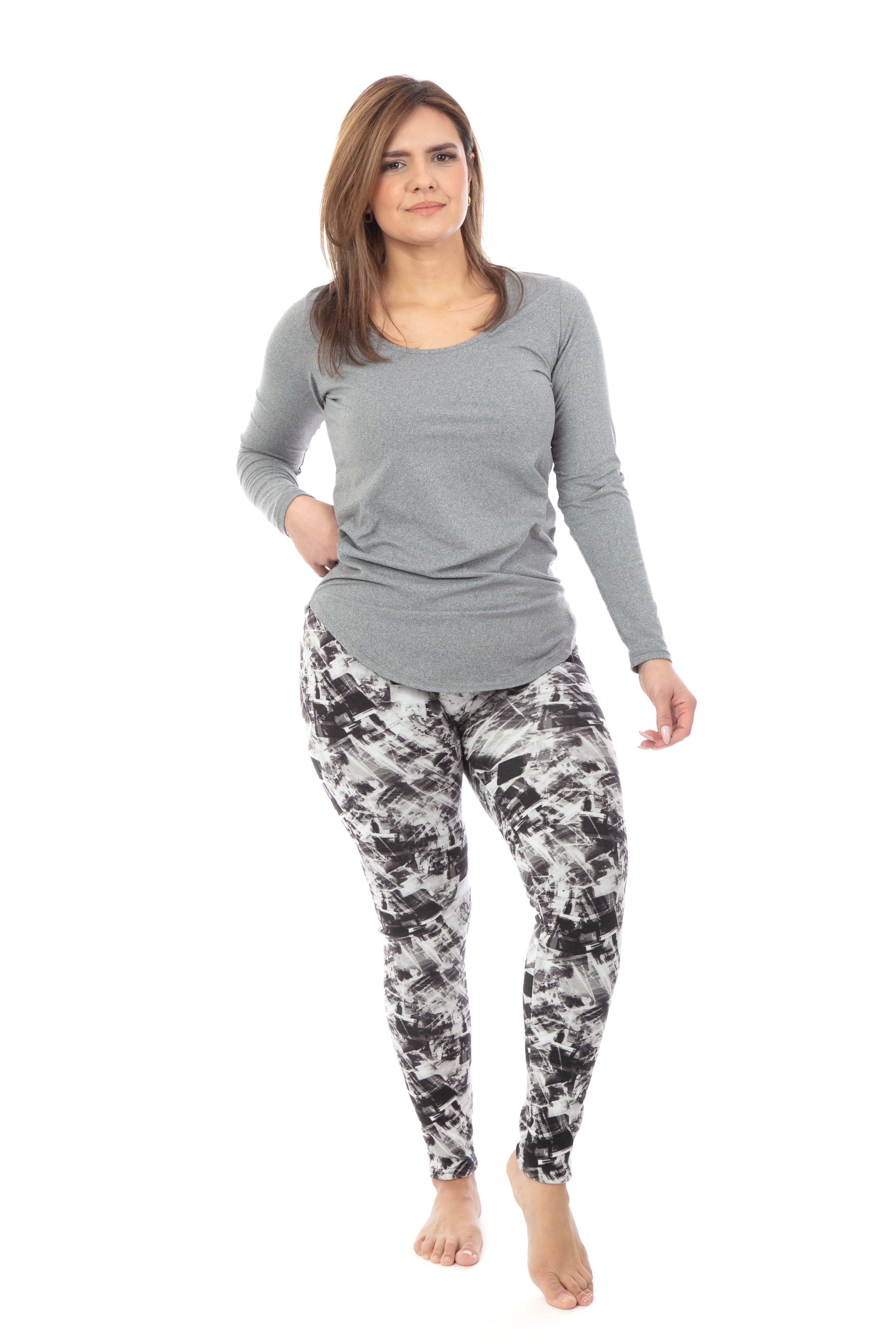 B&W Abstract - Cozy Lined Leggings - Image 3
