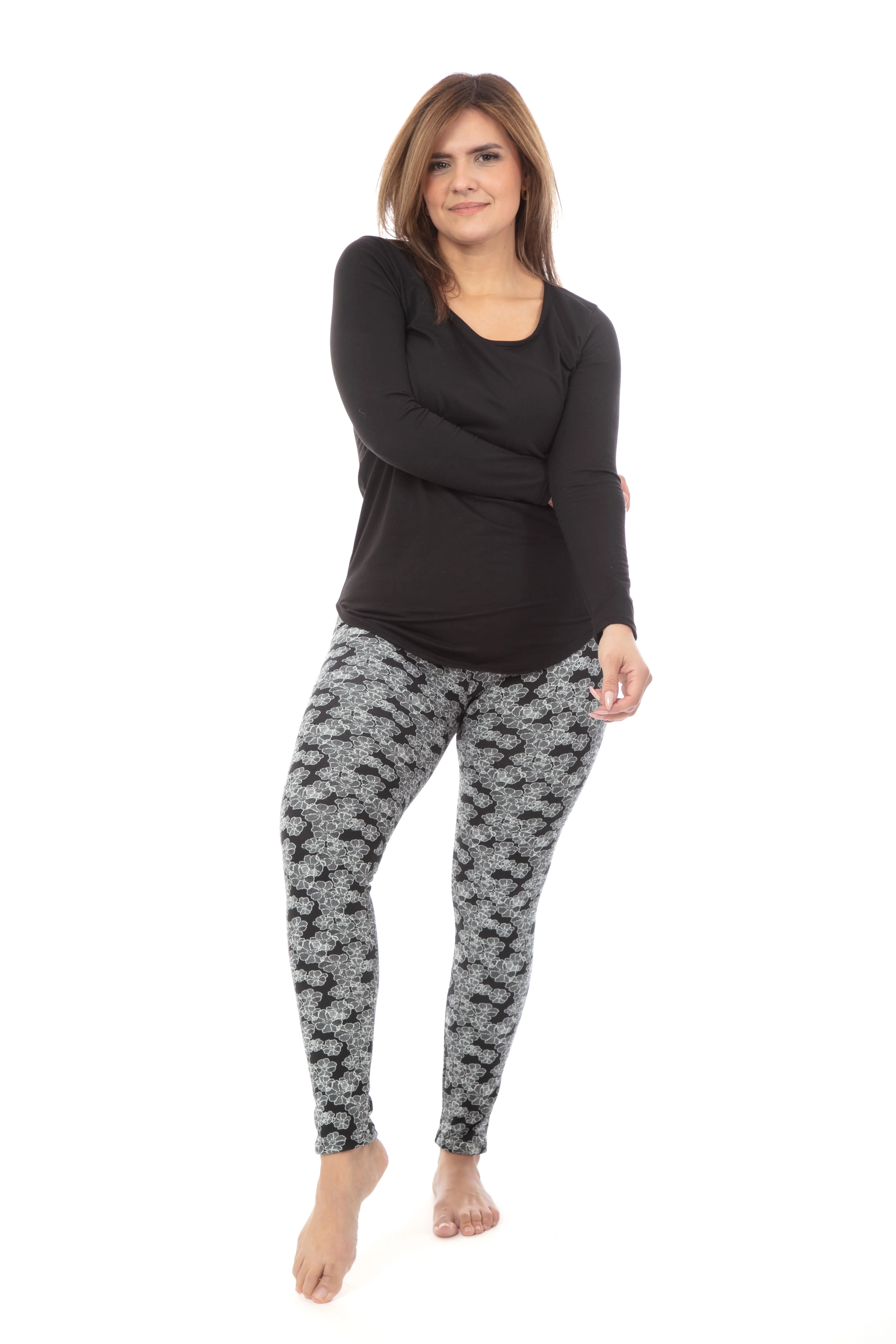 B&W Daisy - Cozy Lined Leggings - Image 4