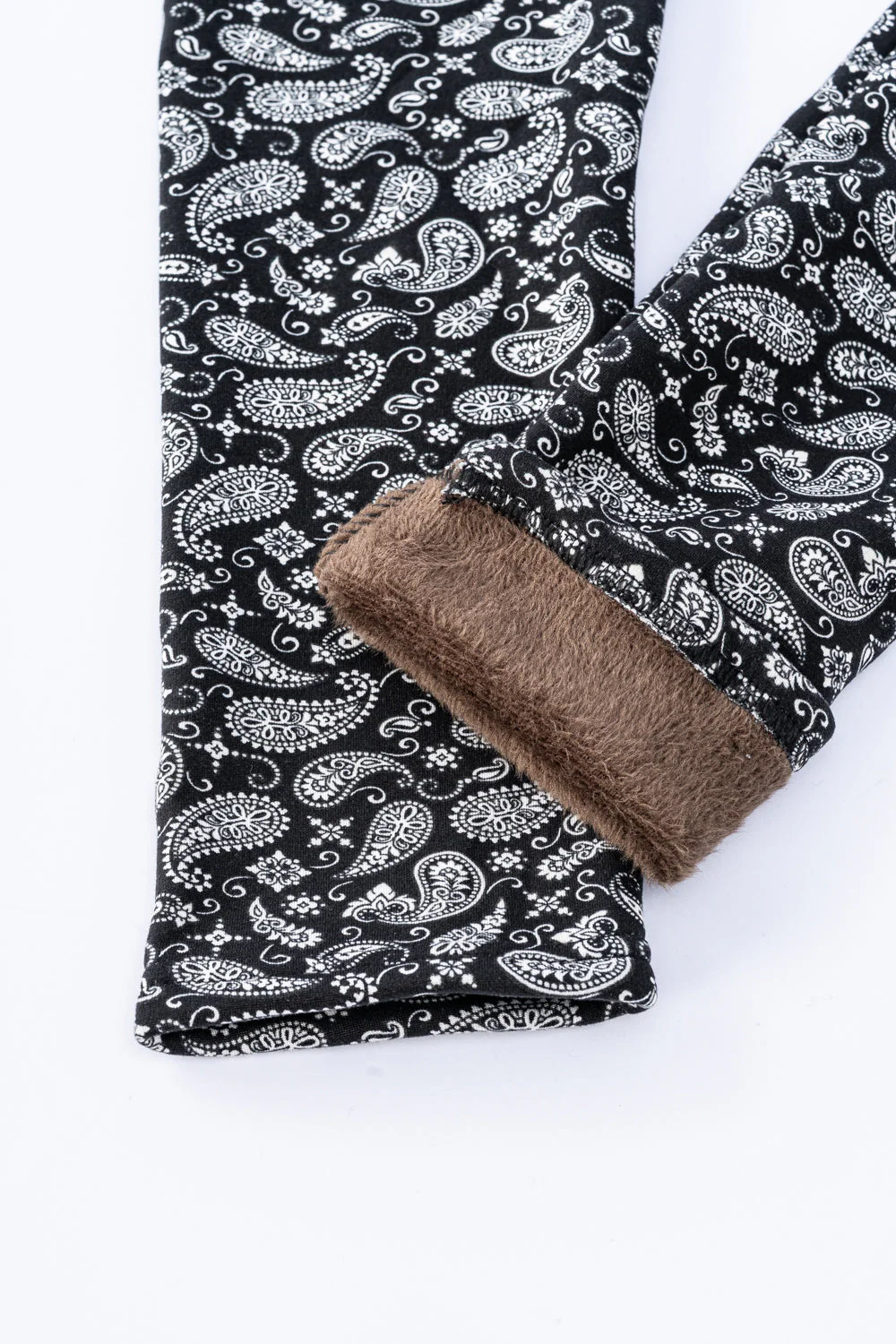 B&W Paisley - Cozy Lined Leggings - Image 7