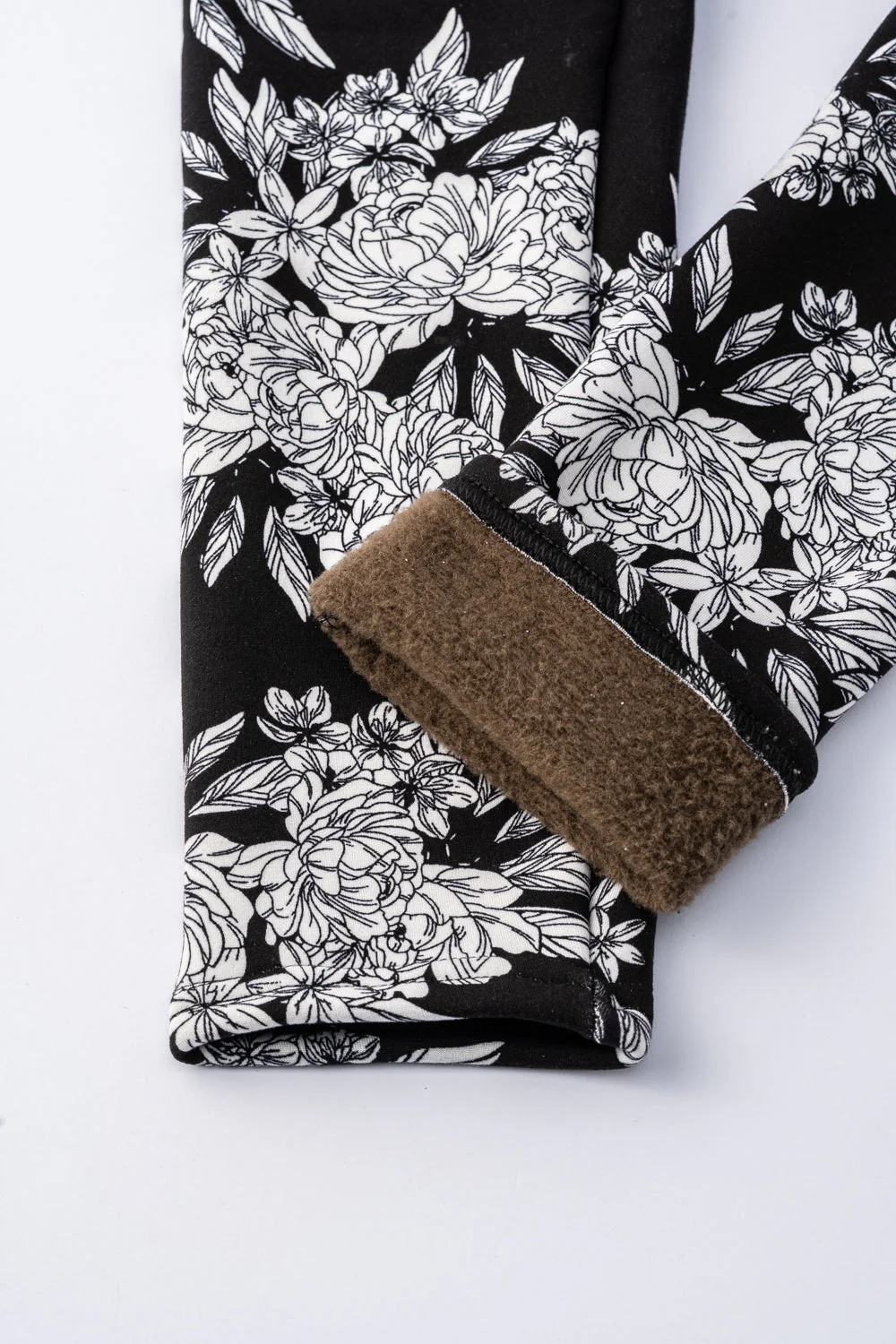 Black Floral - Cozy Lined Leggings - Image 6