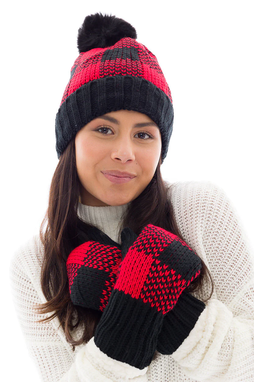 Black & Red - Cozy Lined Mittens - Image 9