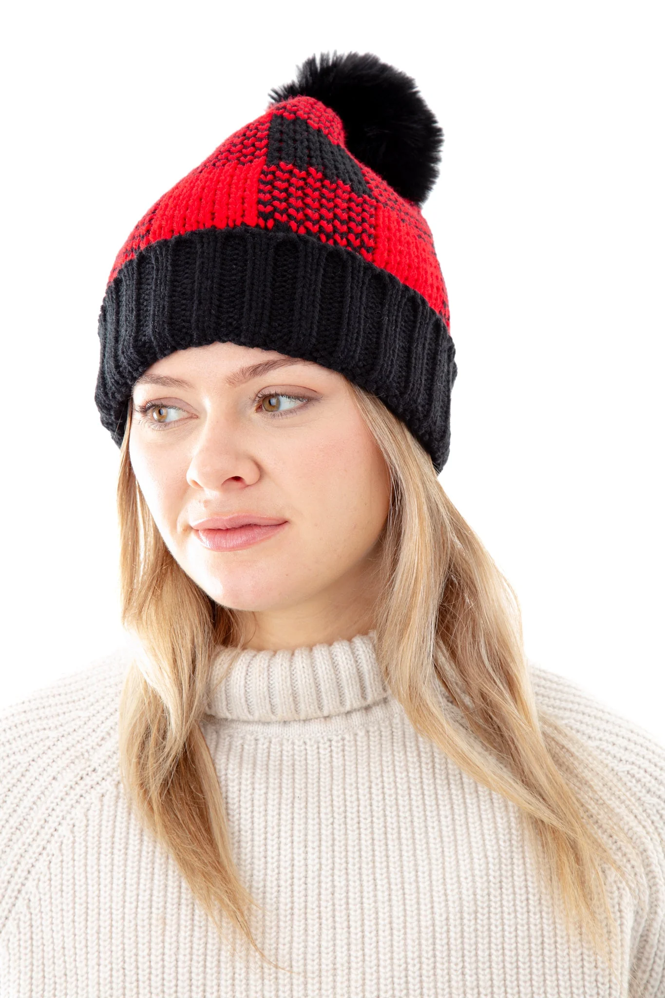 Black & Red - Cozy Lined Hat - Image 2