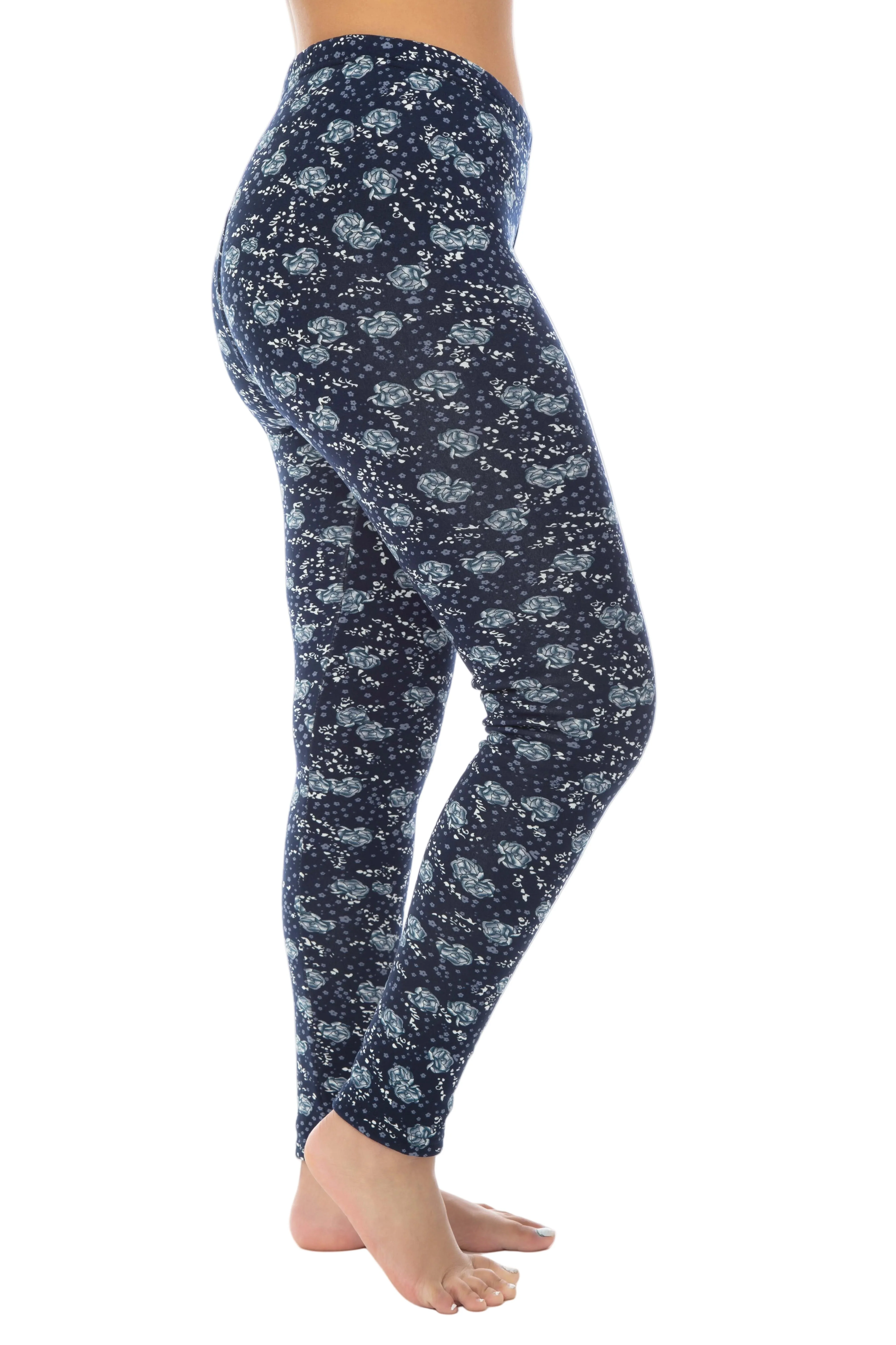 Blue Rose - Cozy Lined Leggings