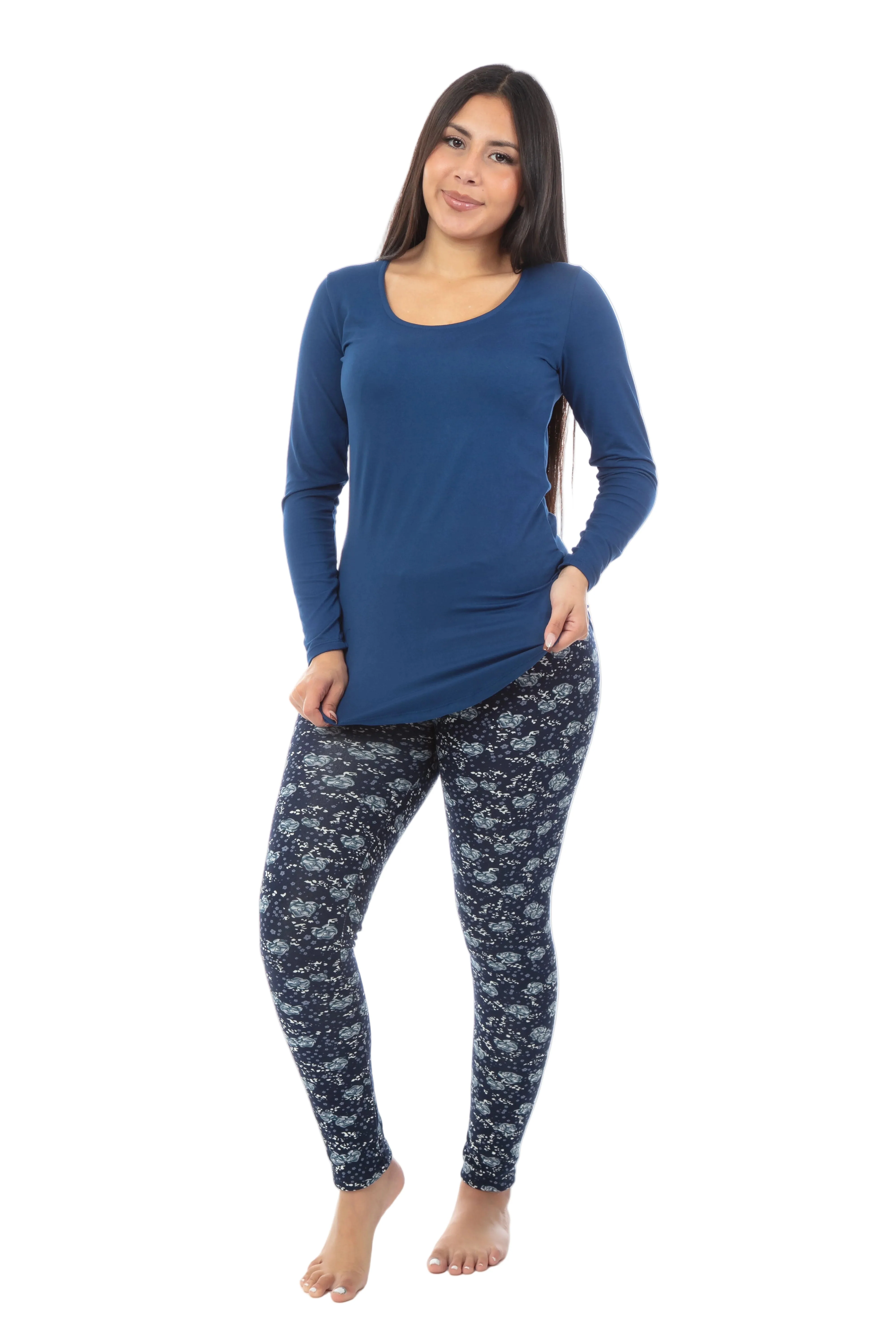 Blue Rose - Cozy Lined Leggings - Image 2