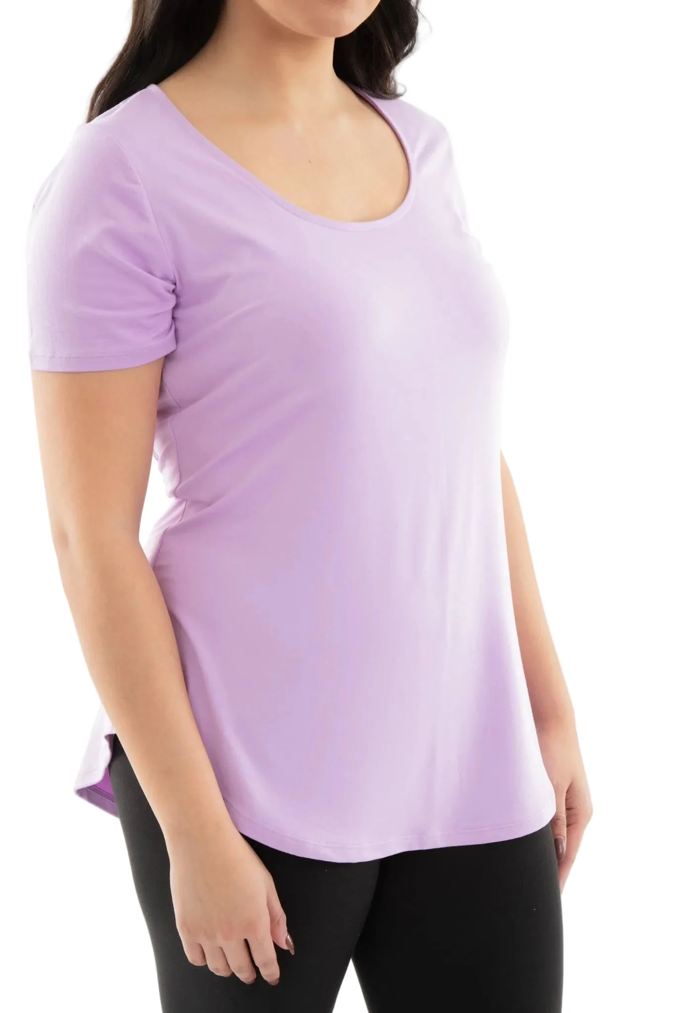 Bright Lilac - Short Sleeve Tunic Top - Image 2