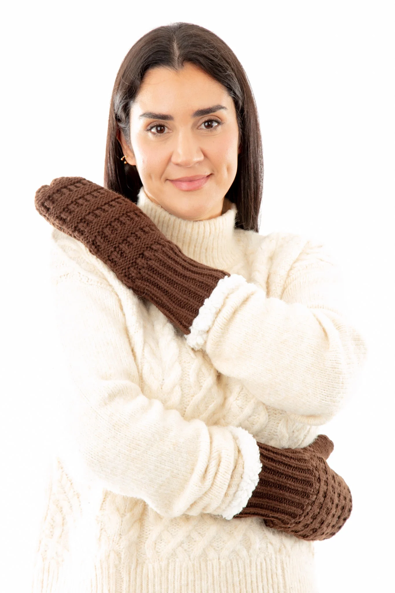 Brown - Cozy Lined Mittens - Image 3