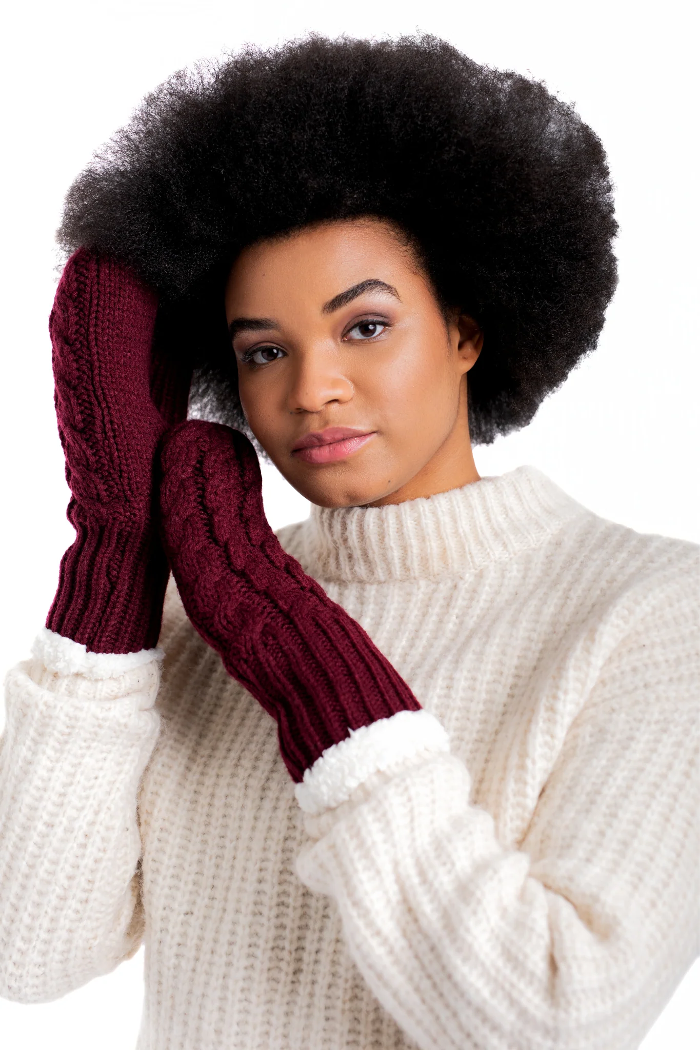 Dark Cherry - Cozy Lined Mittens - Image 2