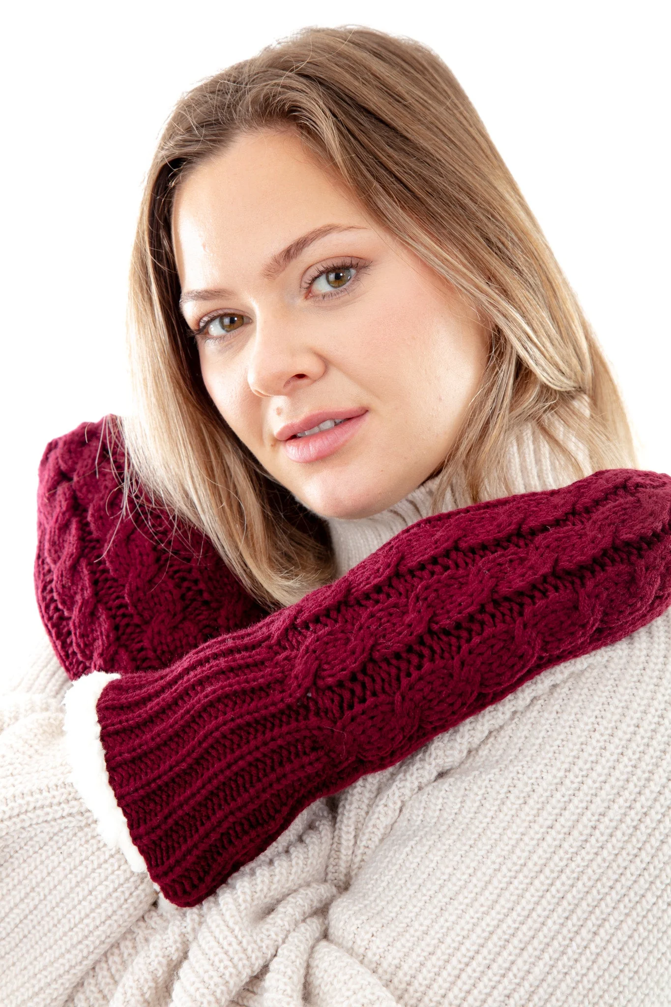 Dark Cherry - Cozy Lined Mittens - Image 3