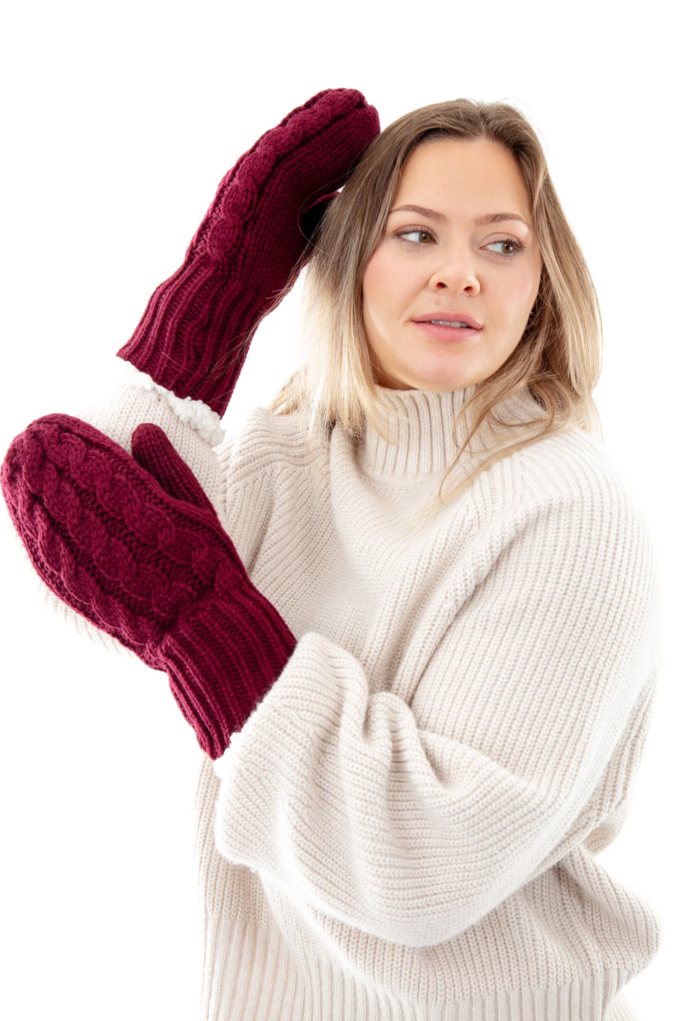 Dark Cherry - Cozy Lined Mittens - Image 4