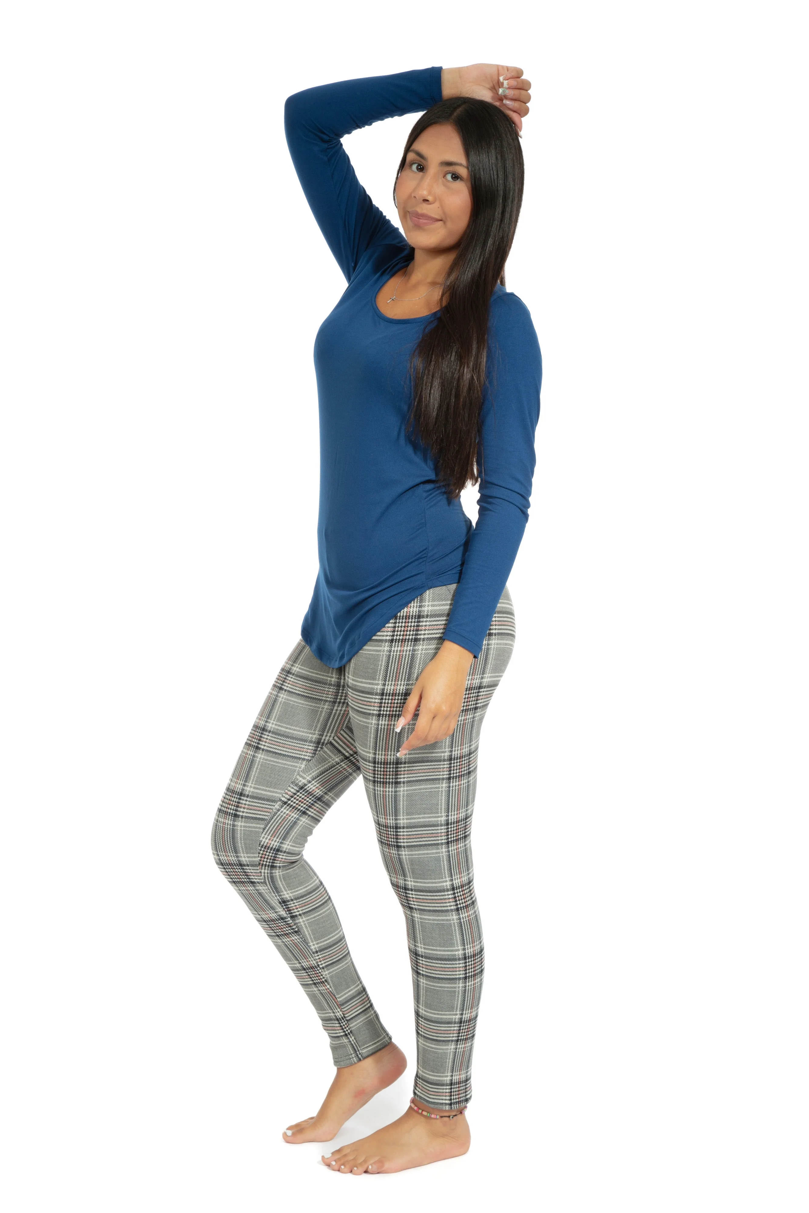 Glen Squares - Cozy Lined Leggings - Image 2