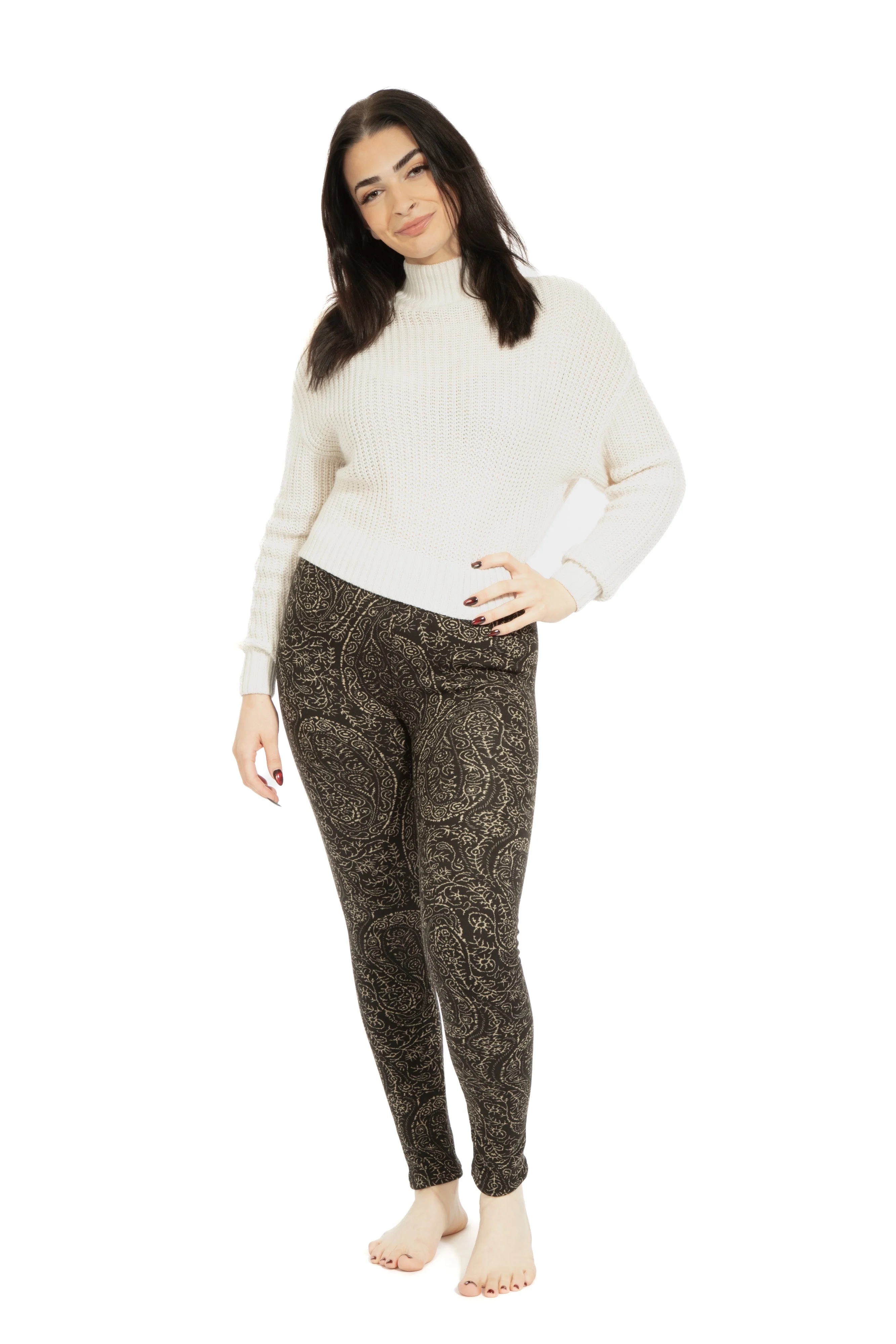 Golden Arabesques - Cozy Lined Leggings - Image 4