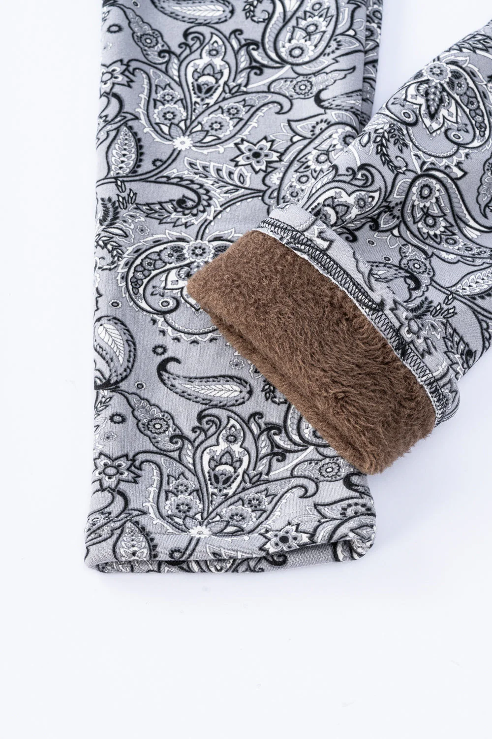 Gray Paisley - Cozy Lined Leggings - Image 7