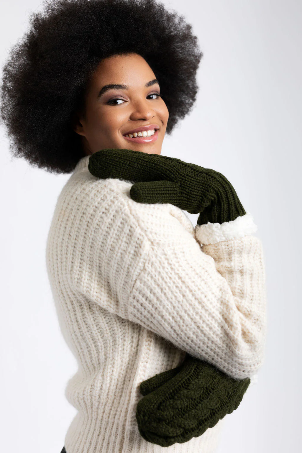 Green - Cozy Lined Mittens - Image 3