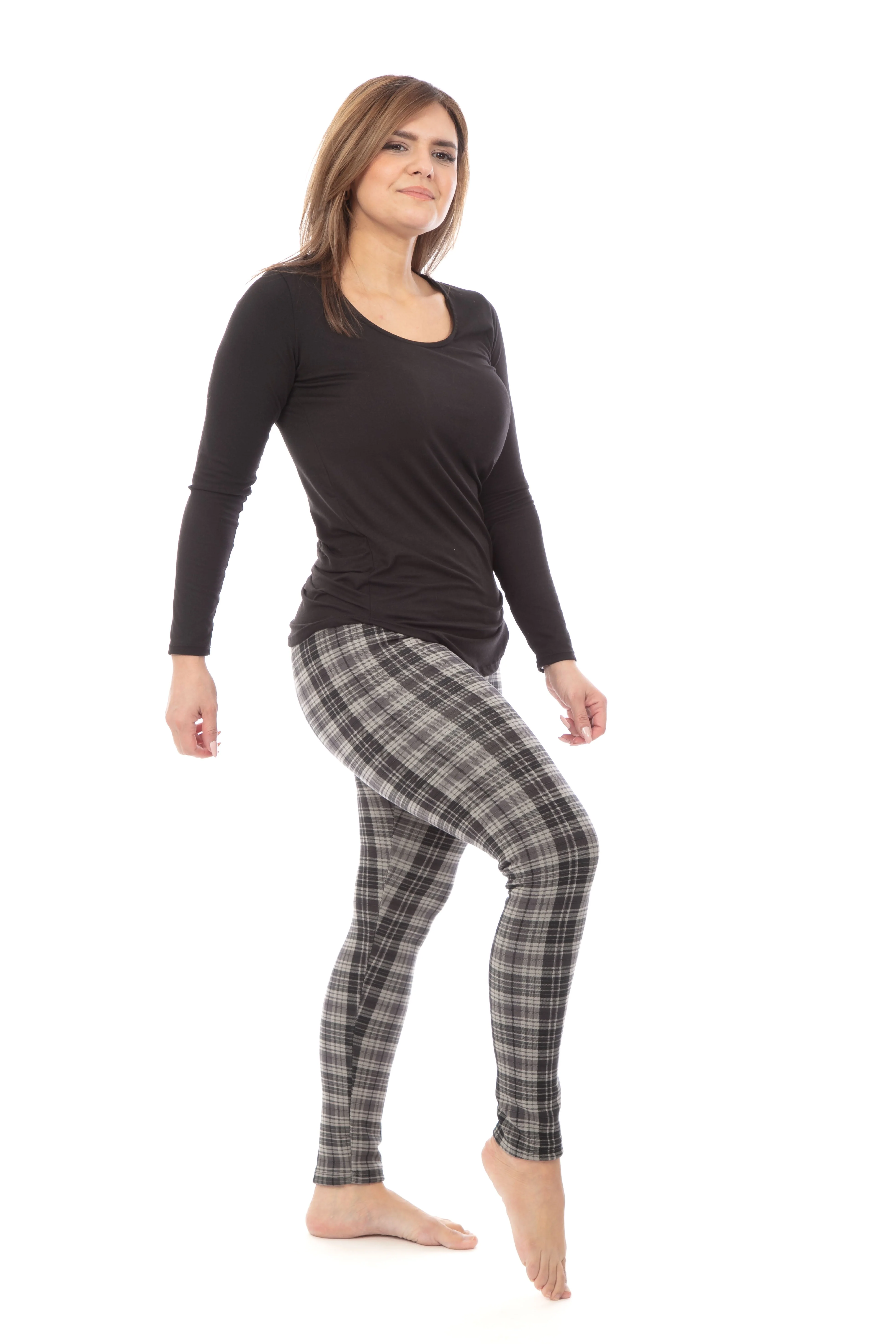 Grey Checkers - Cozy Lined Leggings - Image 4