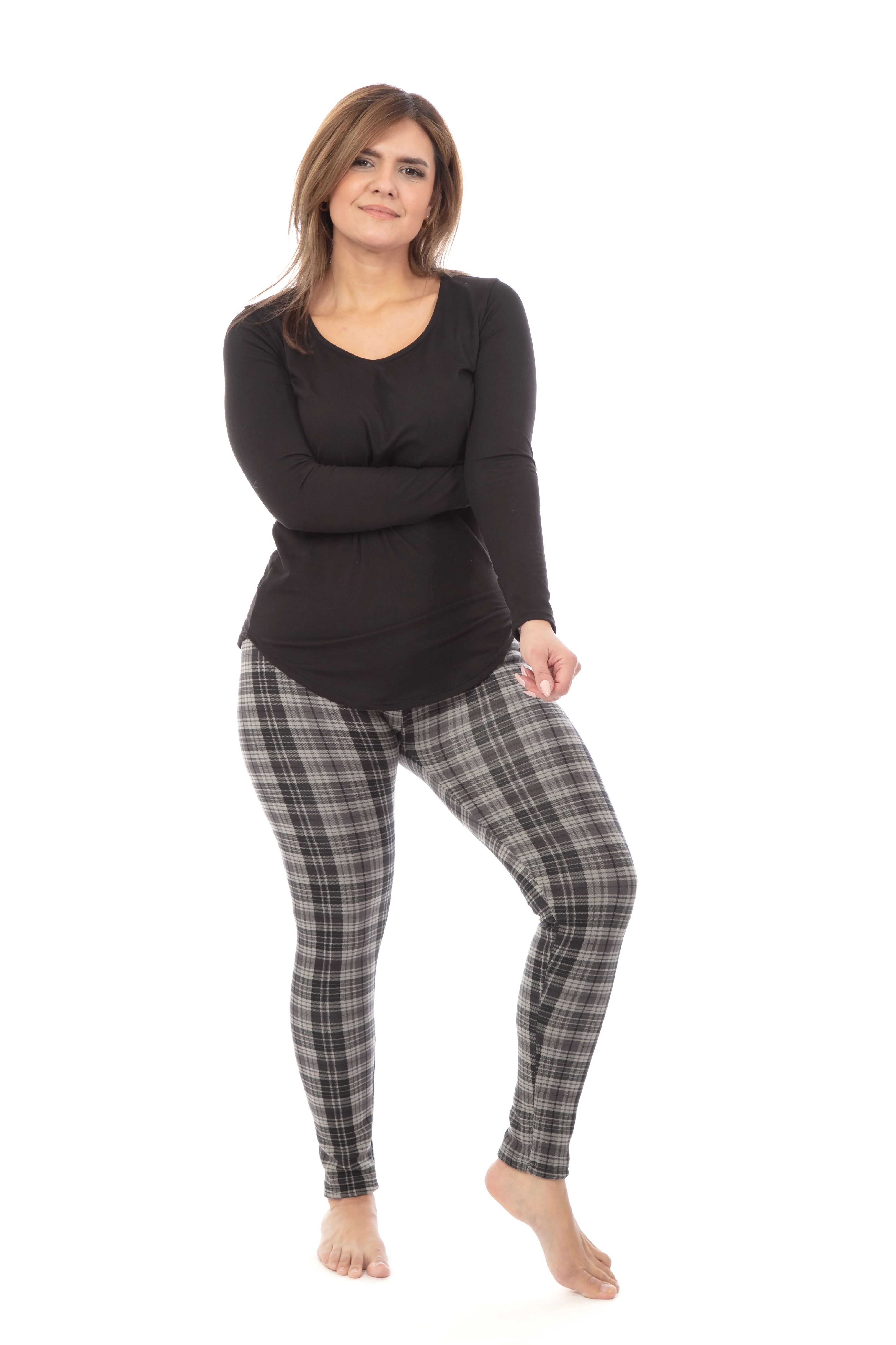 Grey Checkers - Cozy Lined Leggings - Image 5