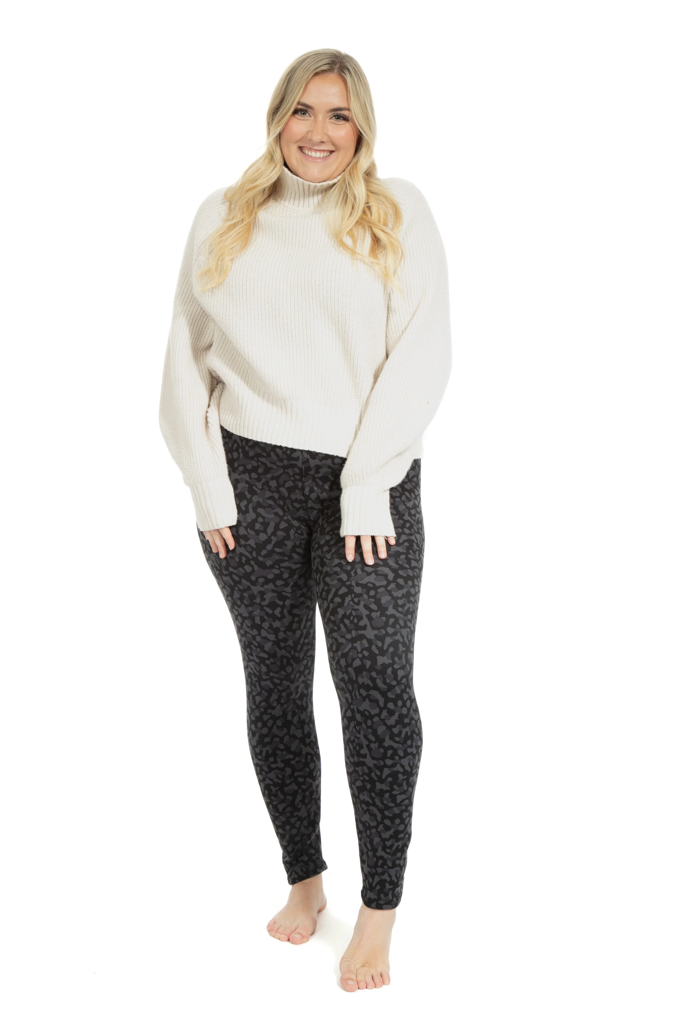 Grey Cheetah - Cozy Lined Leggings - Image 2