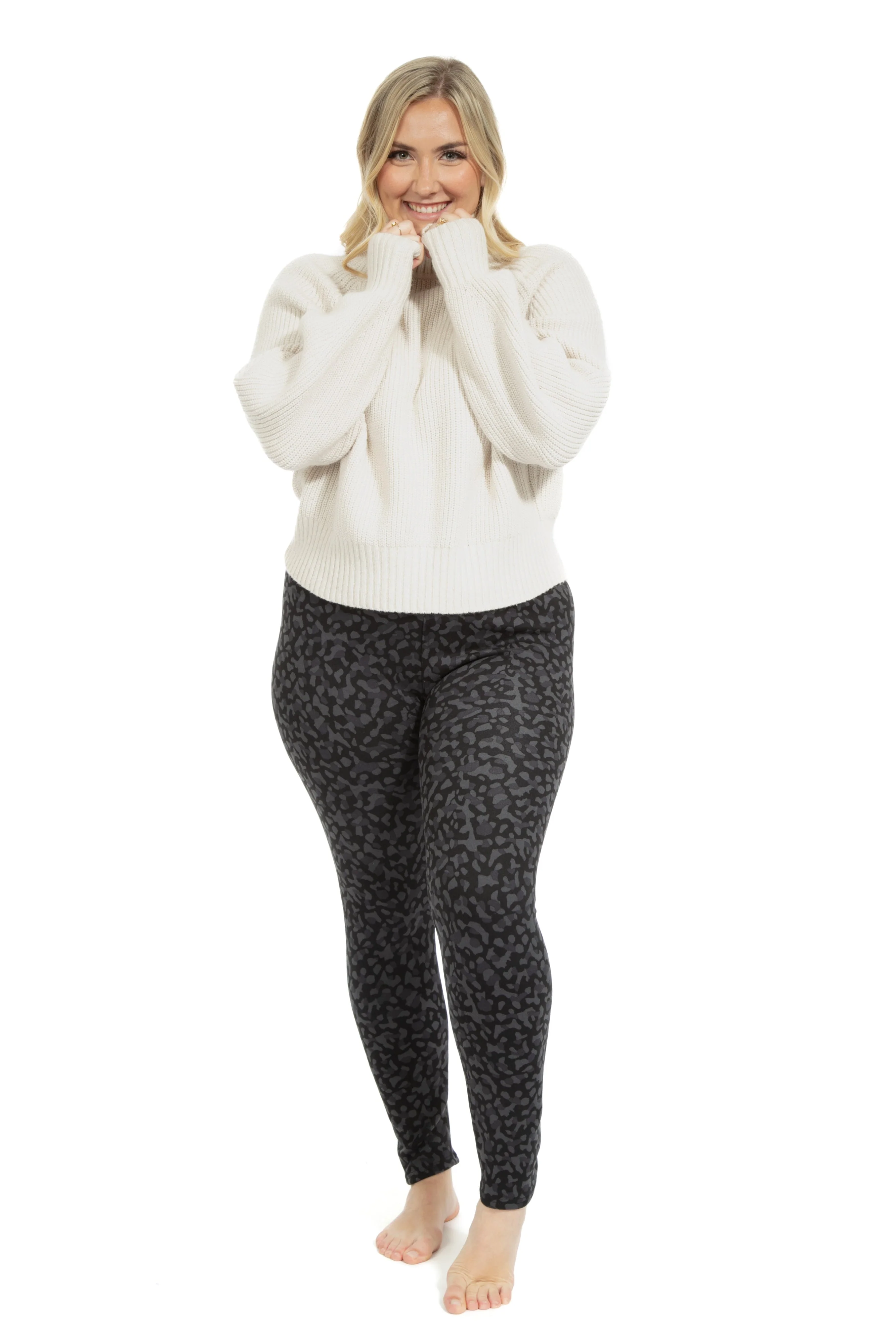 Grey Cheetah - Cozy Lined Leggings - Image 5