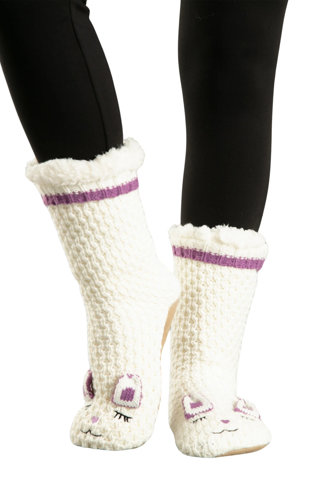 White & Purple - Cozy Slipper Socks - Image 3