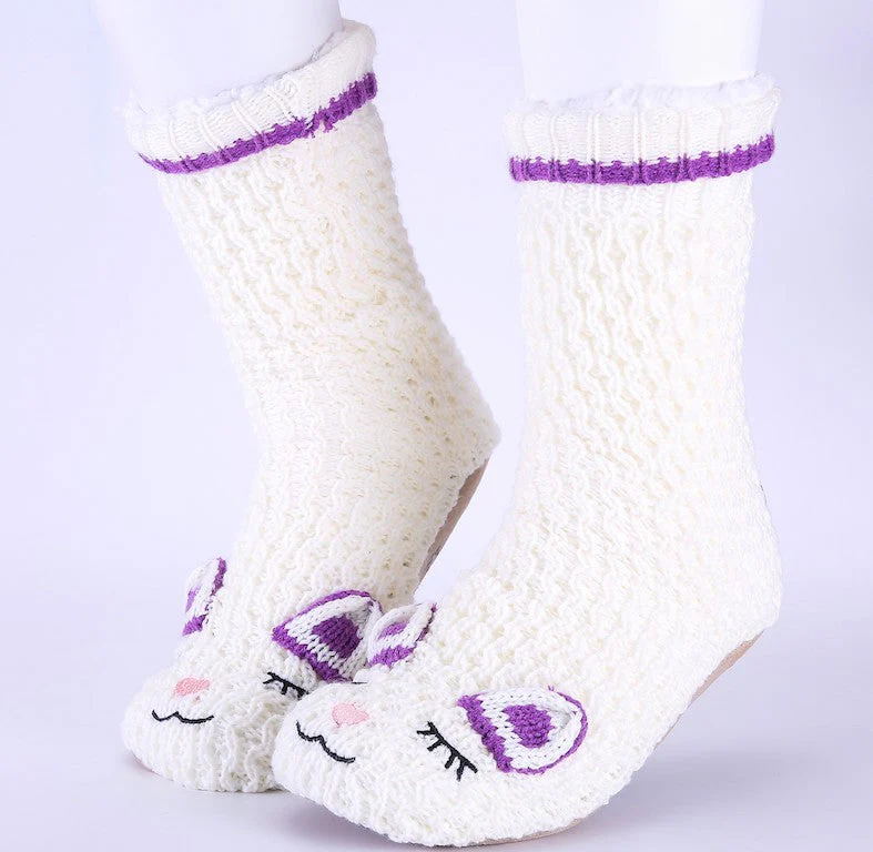 White & Purple - Cozy Slipper Socks - Image 6