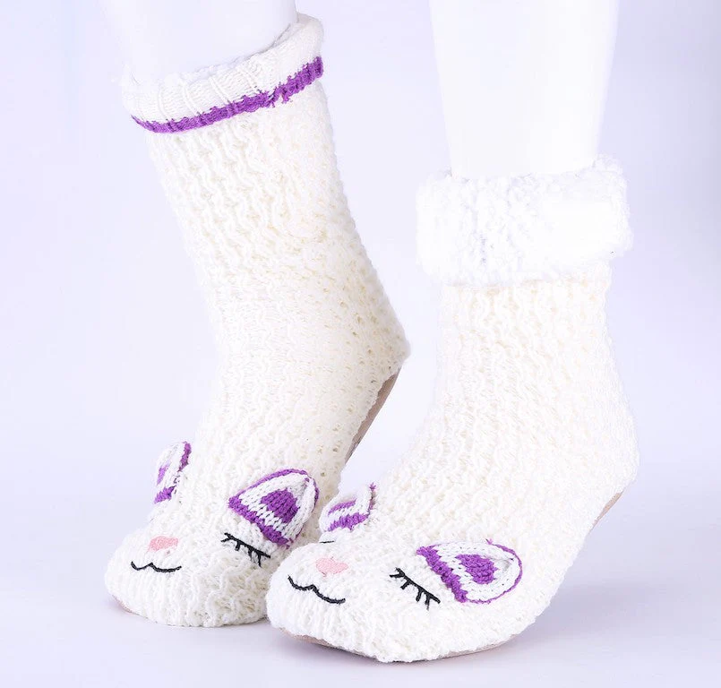 White & Purple - Cozy Slipper Socks - Image 8
