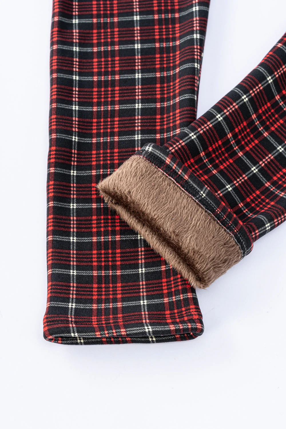 Reddish Plaid - Cozy Lined Leggings - Image 6