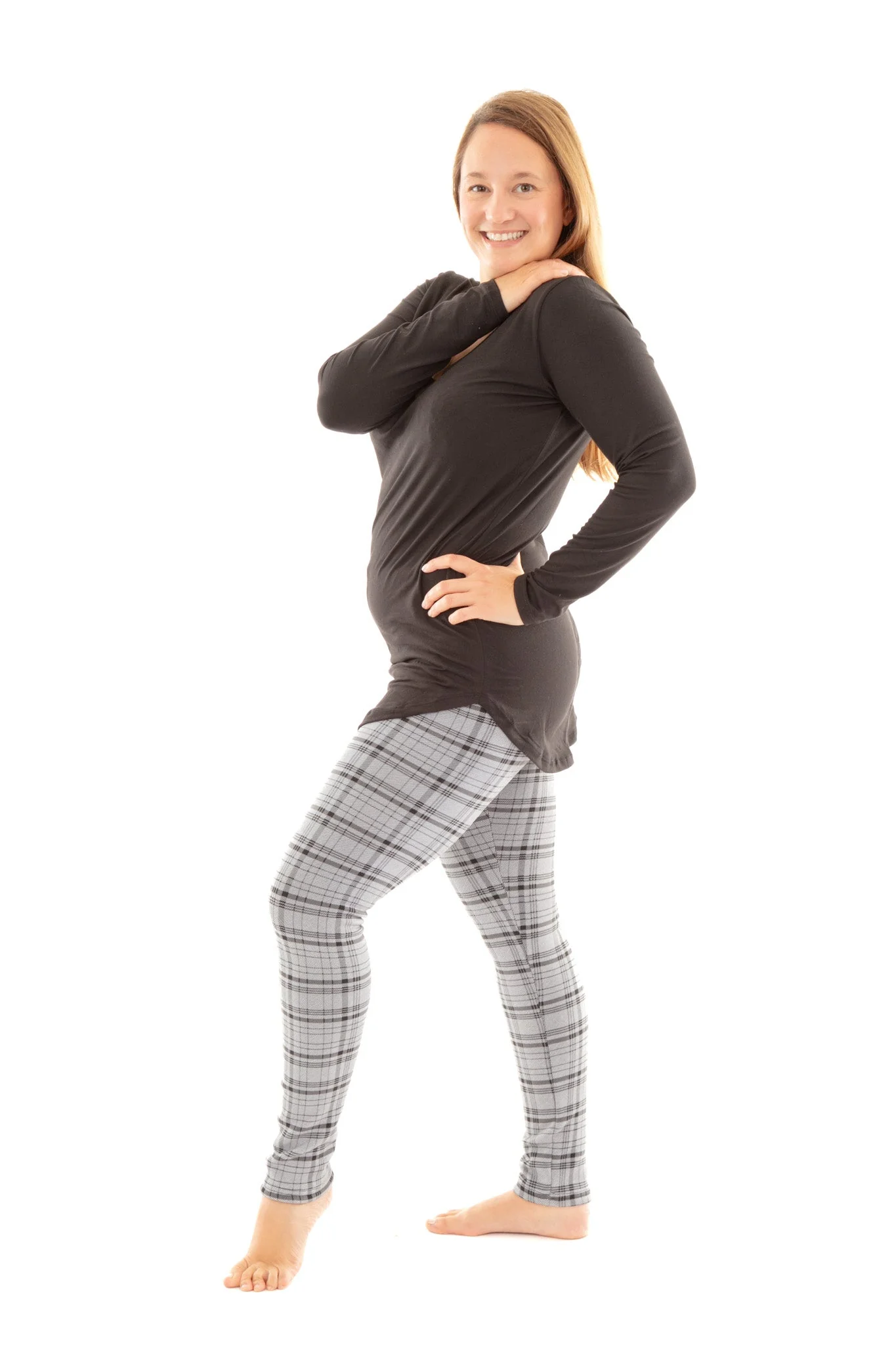 Stone Plaid - Cozy Lined Leggings - Image 6